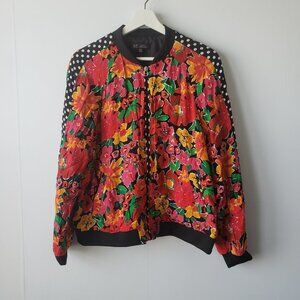 ZARA TRF Collection Floral Polka Dot  Bomber Jacket size M